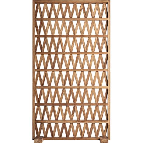 Paravent bohème en bois de teck finition naturelle marron - Marron bois naturel (1/5)