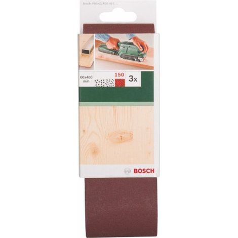 Bosch Accessories 2609256191 Bandes abrasives pour Ponceuses a bande Qualite rouge 60 x 400 Grain 150 Lot de 3 feuilles (1/5)