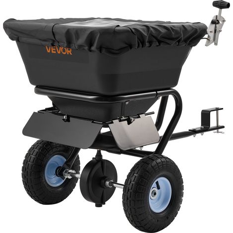 VEVOR Esparcidor de Compost Remolcado Ancho de Esparcimiento de 0 a 3 m Esparcidor de Turba con Ruedas Carga de Tolva de 38,6 kg para Semillas, Fertilizantes, Derretimiento de hielo para Cesped