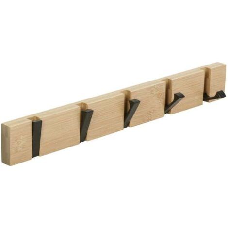BUNTHAUS Wandgarderobe mit 5 ausziehbaren Haken, Wandgarderobe zum Aufhängen von Mänteln, Schals, Handtaschen und mehr, Natur