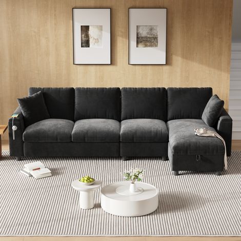 Canapé d'angle convertible réversible gris OKMYHOME (1/5)
