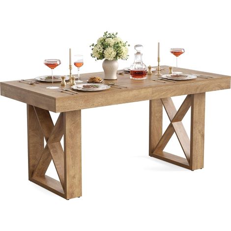 Tribesigns – Table à manger extensible 180 cm pour 6 à 8 personnes – MDF noir et marron – Design moderne et minimaliste – Idéale pour repas conviviaux