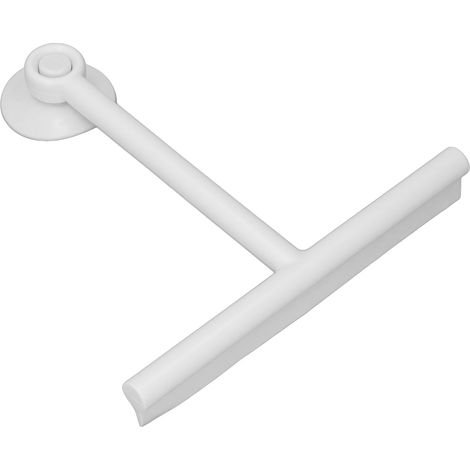 Raclette de douche à ventouse en silicone souple, réutilisable et polyvalente, pour vitres de douche et fenêtres, usage domestique, blanche. (1/5)