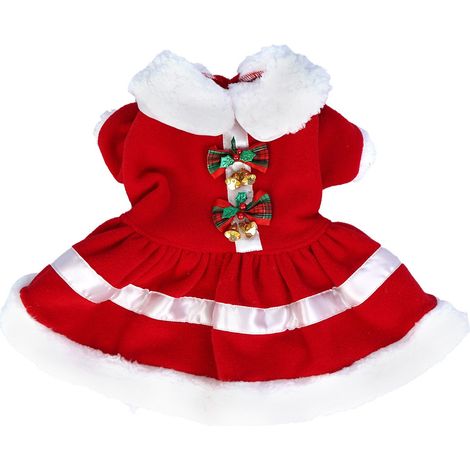 Robe de Noël pour chien en velours rouge – tenue Père Noël pour chiots petits/moyens (1/5)