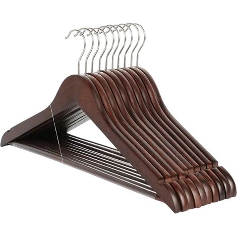 Cintre en bois massif antidérapant, cintre d'hôtel en bois sans couture, pince à pantalon, support à vêtements, cintre rétro pour vêtements d'enfants (1/5)
