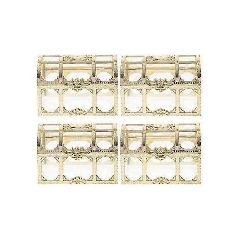 Coffret au trésor de pirate en plastique (lot de 4), boîte de rangement vintage transparente pour bijoux et pièces de monnaie, cadeau idéal pour les enfants (jeu de pirates sans C). (1/4)