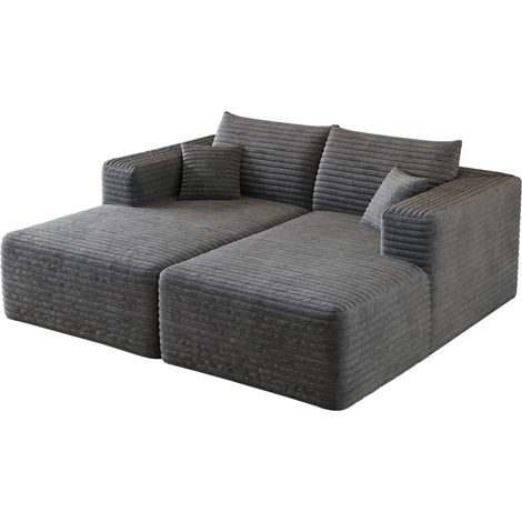 Divano modulare in velluto a coste grigio scuro 180 x 151 cm senza montaggio (1/5)