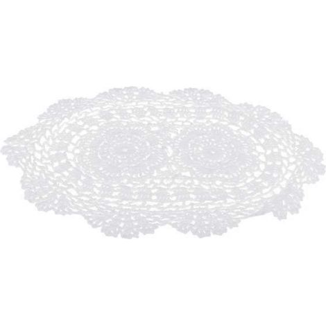 2 chemins de table rustiques en coton blanc crocheté, faits main (1/5)