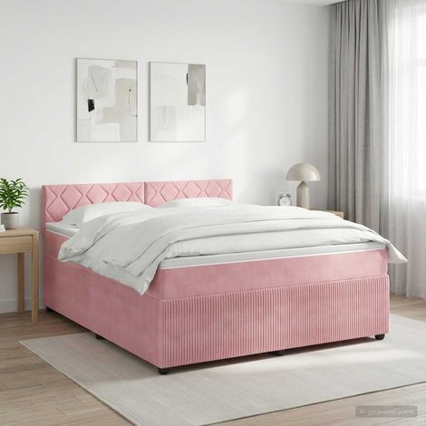 Cama box spring con colchón Rosa 180 x 200 cm Terciopelo (1/5)
