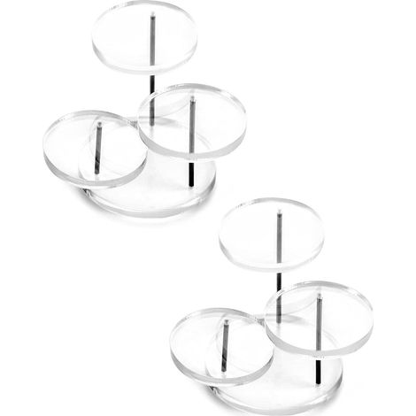 Mini expositor acrílico de 3 niveles, redondo, para anillos, pendientes, pulseras y minifiguras (2 unidades) (1/5)