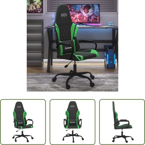 Massagestuhl - Gaming-Stuhl mit Massagefunktion Schwarz und Grün Kunstleder (1/5)