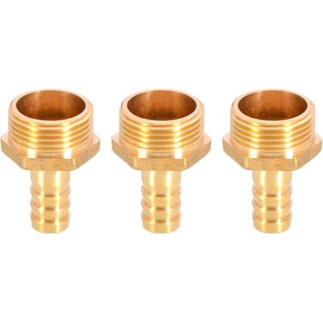 3 pièces de raccord de tuyau d&39arrosage cannelé en laiton - Connecteur coupleur 12 mm à tuyau mâle 3/4&34 avec filetage BSP - Adaptateur de tuyau