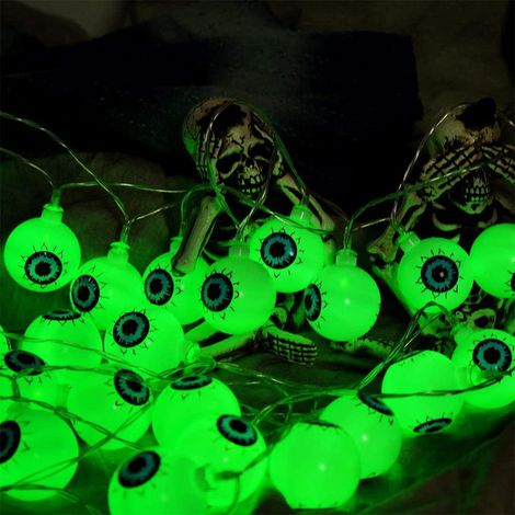 Guirlande Lumineuse Yeux D Halloween - 5 M - 30 Led - Alimentation Sur Piles - Étanche - Télécommande Incluse - Pour Décoration Intérieure Extérieure (1/5)