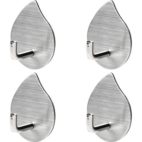 4 Pieces Adhesive Hooks Self Adhesive Wall Hooks Stainless Steel Hooks Waterproof Rustproof Hooks No Drilling for Bedroom Bathroom Kitchen (1/4)