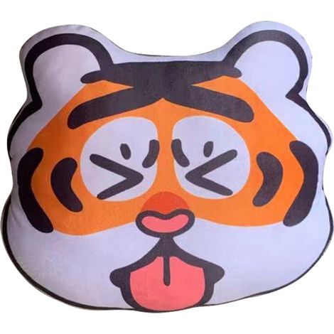 Coussin Décoratif Tigre Moelleux 48cm - Jouet Plush Double Face Cadeau Original Maison (1/5)