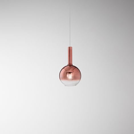 sospensione vetro e metallo rame specchiato sfumato Lollipop d.20cm 1 luce attacco E27 Rosone non incluso