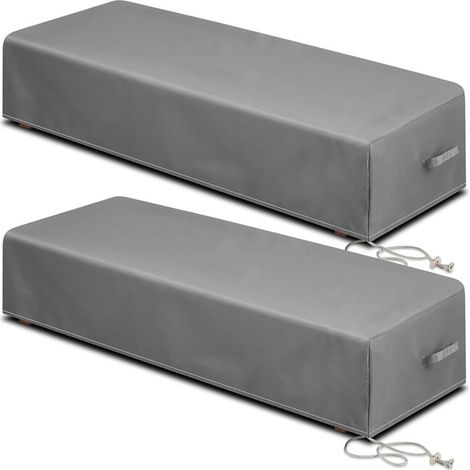 （2x）Housse de fauteuil inclinable d'extérieur en tissu 420D avec revêtement argenté, protection contre l'humidité, 211 x 76 x 30 cm (gris) (1/4)