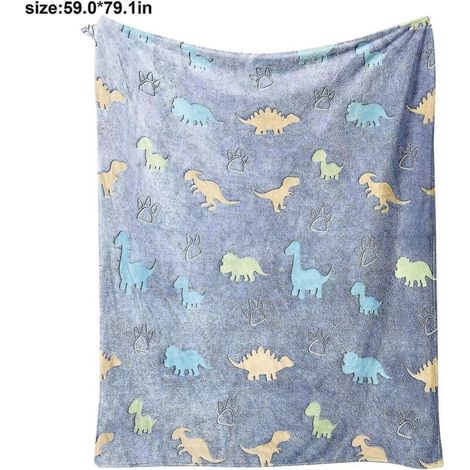 Couverture lumineuse phosphorescente pour enfants, douce et moelleuse, cadeau unique - espace 70 x 100 cm - bleue (1/5)