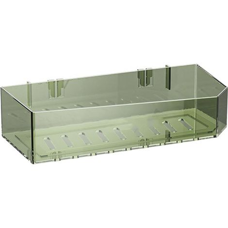 Étagère de douche en plastique, sans perçage, sans traces, élégante étagère murale pour salle de bain, verte (1/5)