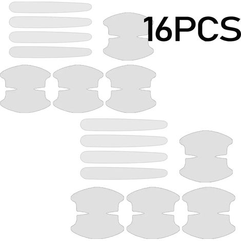 (16 bandes Protecor) Autocollants transparents pour poignées de porte de voiture, universels, invisibles, anti-rayures, film protecteur en silicone pour poignées de porte. (1/4)