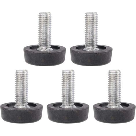 Piedini di livellamento regolabili per mobili, neri, M8 x 20 mm, 5 pezzi, piedini regolabili per mobili, cuscinetti per gambe di tavoli e sedie, protezioni per pavimenti (1/5)
