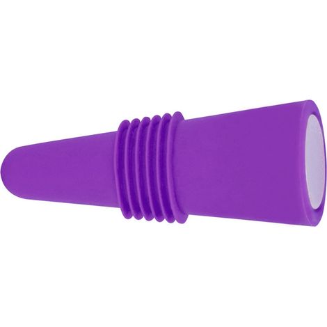 Bouchon de bouteille de vin en silicone alimentaire et acier inoxydable, 6,1 x 2,35 cm, décoratif, pratique et réutilisable, violet.