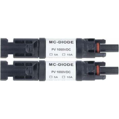 IP68 1000V wasserdichte PV-Steckverbinder mit integrierter Verpolungsschutzdiode – 2er-Pack (10A) für Solarmodule (1/5)