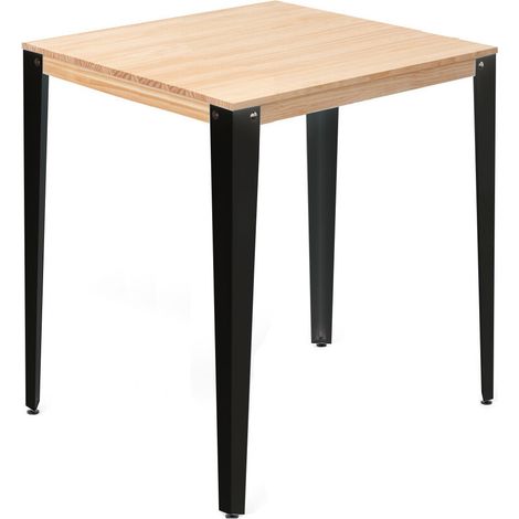 Mesa Lunds Alta 70x70x110cm Negra en madera maciza de pino acabado natural estilo nórdico Industrial Box Furniture (1/5)