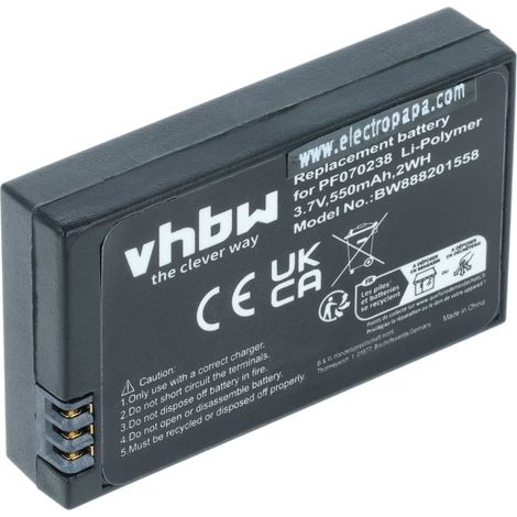 vhbw Batería recargable compatible con Parrot Mini Drone, Night, Race dron, multicóptero, cuadricóptero (550 mAh, 3,7 V, polímero de litio)