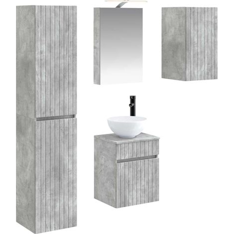 Ensemble d'armoire de salle de bain 5 pcs Gris béton vidaXL (1/5)