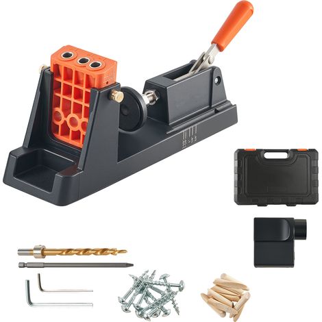 Mophorn Taschenloch-Bohrlehre, 12,7 bis 38,1 mm, Schrägloch-Positionierer, Set mit Staubabsaugungsadapter, abnehmbarem Führungsblock, Bohrer und Anschlagring, geeignet für Holzbearbeitungsprojekte