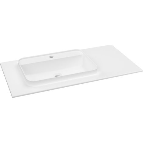 Lavabo BRAHEA 101x51,5cm, (80+20cm) Rockstone, droite, blanc mat