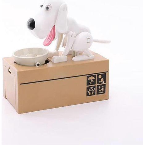 Kleine Hunde-Spardose, batteriebetrieben, roboterhafter Münzfresser, Spielzeug-Spardose, blau