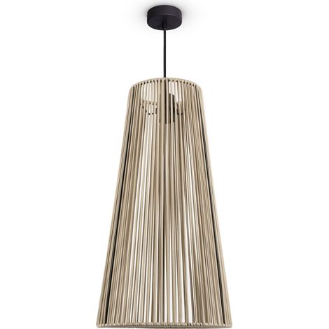 Paco Home Suspension LED Salon Suspension Salle À Manger Vintage Aspect Osier Boho Naturel Lampe à suspension, Schwarz 8 (de)