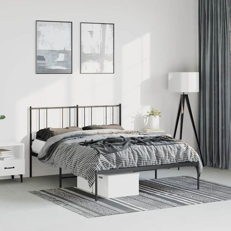 Bettgestell mit Kopfteil Metall Schwarz 150x200 cm
