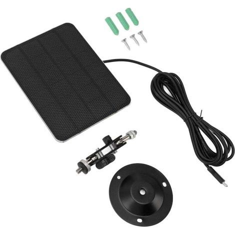 Panneau solaire 5W. support mural avec support. câble de chargeur de téléphone de 3m. système d'alimentation solaire pour caméra de sécurité domestique (1/4)