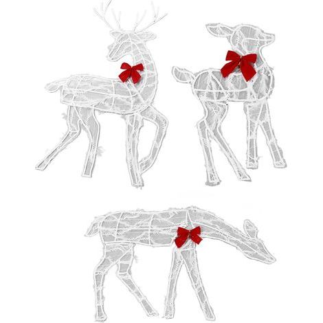 Ensemble Familial de Cerfs de Noël éclairés de 3 Pièces, Grandes Décorations de Vacances en Plein Air, Lumière LED, pour les Cours Avant, les Décorations de Patio, de Pelouse et (1/5)