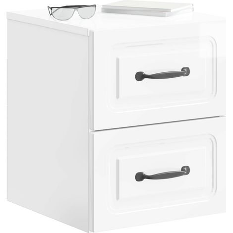 Maison Exclusive - Mobiletto da notte a muro Bianco Lucido 34,5 x 33 x 40 cm