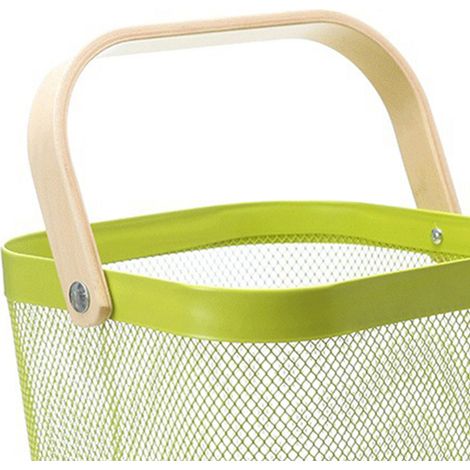 Passoire à fruits en métal avec poignée portable confortable et résistante à l'usure, panier d'égouttage pratique pour la cuisine, vert (1/5)