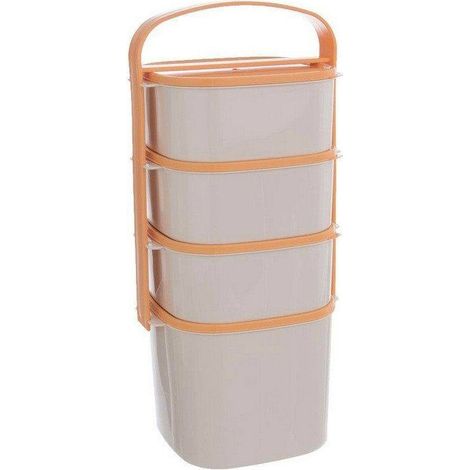 4-stöckige Lunchbox aus Kunststoff, 2 l, 3 x 1,15 l (1/5)