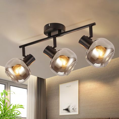 Plafoniera GBLY Faretto da soffitto 3 lampadina LED girare - Nero GU10 Plafoniera Girevole a 355° Faretto da parete Faretto moderno da soffitto Corridoio (Lampadina non inclusa)