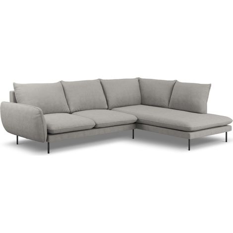 Canapé d'angle droit 6 places en tissu structurel gris clair (1/5)