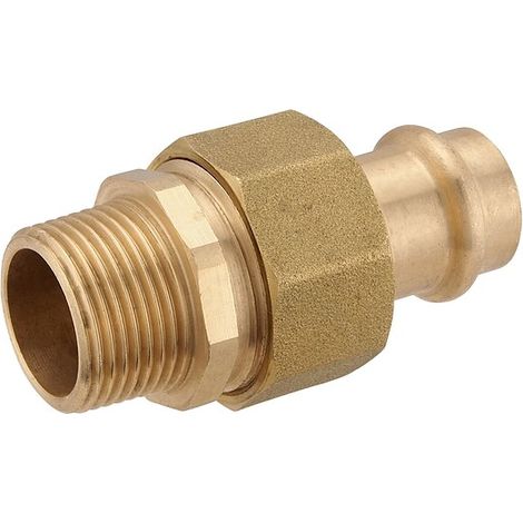 Press-Verschraubung flachdichtend aus Rotguss 22 mm - 3/4 Zoll AG - für Kupferrohre - DVGW-zertifiziert - für Presskontur V & M