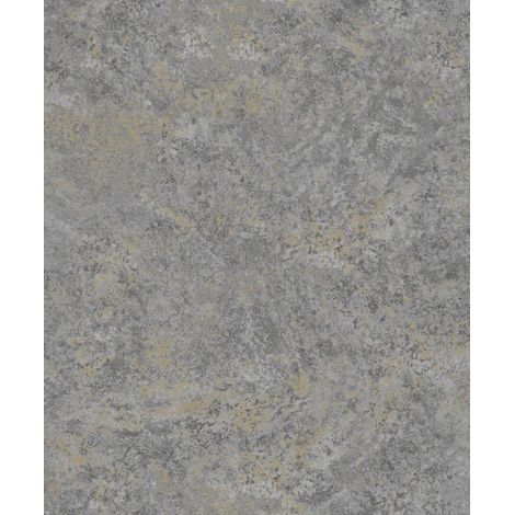 Papier peint effet métal patiné gris anthracite or (1/2)