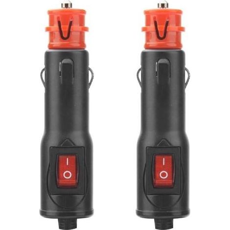 Lot de 2 prises allume-cigare de style européen - 12 V - Avec interrupteur rouge et fusible 10 A - Convient pour voiture, camion, voiture, moto (1/4)