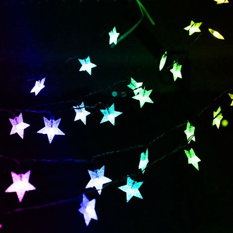 Guirlande lumineuse solaire en forme d'étoile pour extérieur, guirlande lumineuse féérique scintillante pour jardin, pelouse, terrasse, aménagement paysager, décorations de Noël et des fêtes (1/5)