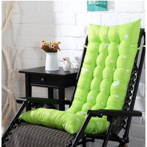 Coussin Chaise - 125 x 48 x 8 cm - Microfibre - Pour Fauteuil Transat Jardin Terrasse - Vert (1/4)