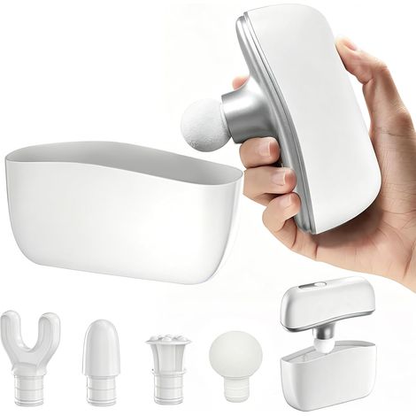 Mini pistolet de massage, ultra léger seulement 235 g, 10 niveaux d’intensité avec capteur de pression, amplitude de 6 mm, 4 embouts de massage (1/5)
