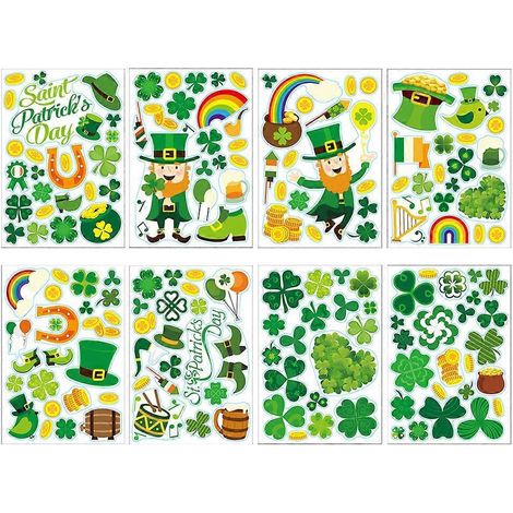 feuilles d'autocollants statiques pour vitres, thème Saint-Patrick-32X22X0.2CM-Green