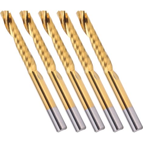 5-teiliger Schaftfräser, titanbeschichtet, 1-schneidig, CNC-Spiralfräser, HSS-Fräser, 4 x 22 x 45 mm (1/5)